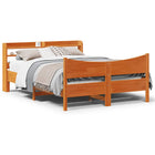 Bedframe met hoofdbord massief grenenhout wasbruin 160x200 cm