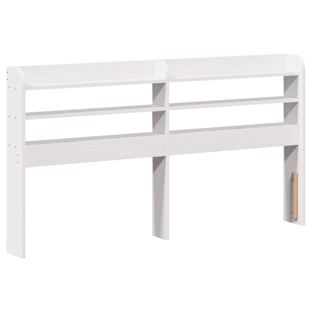 Bedframe met hoofdbord massief grenenhout wit 140x200 cm