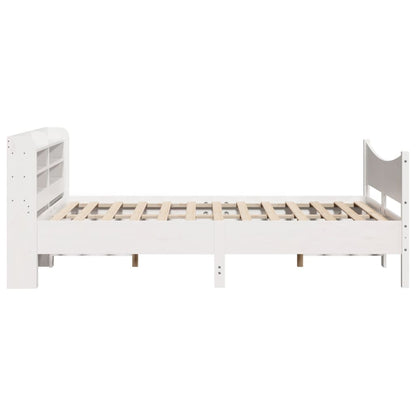 Bedframe met hoofdbord massief grenenhout wit 140x200 cm