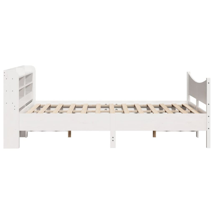 Bedframe met hoofdbord massief grenenhout wit 140x200 cm