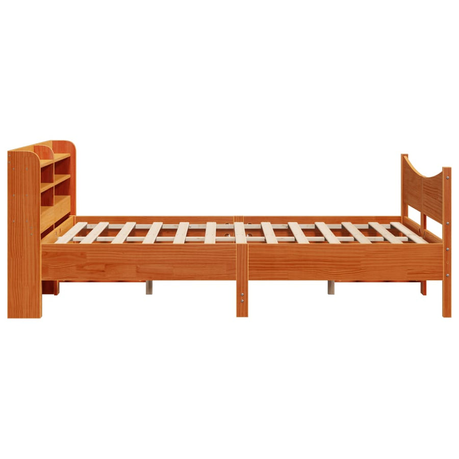 Bedframe met hoofdbord massief grenenhout wasbruin 120x200 cm
