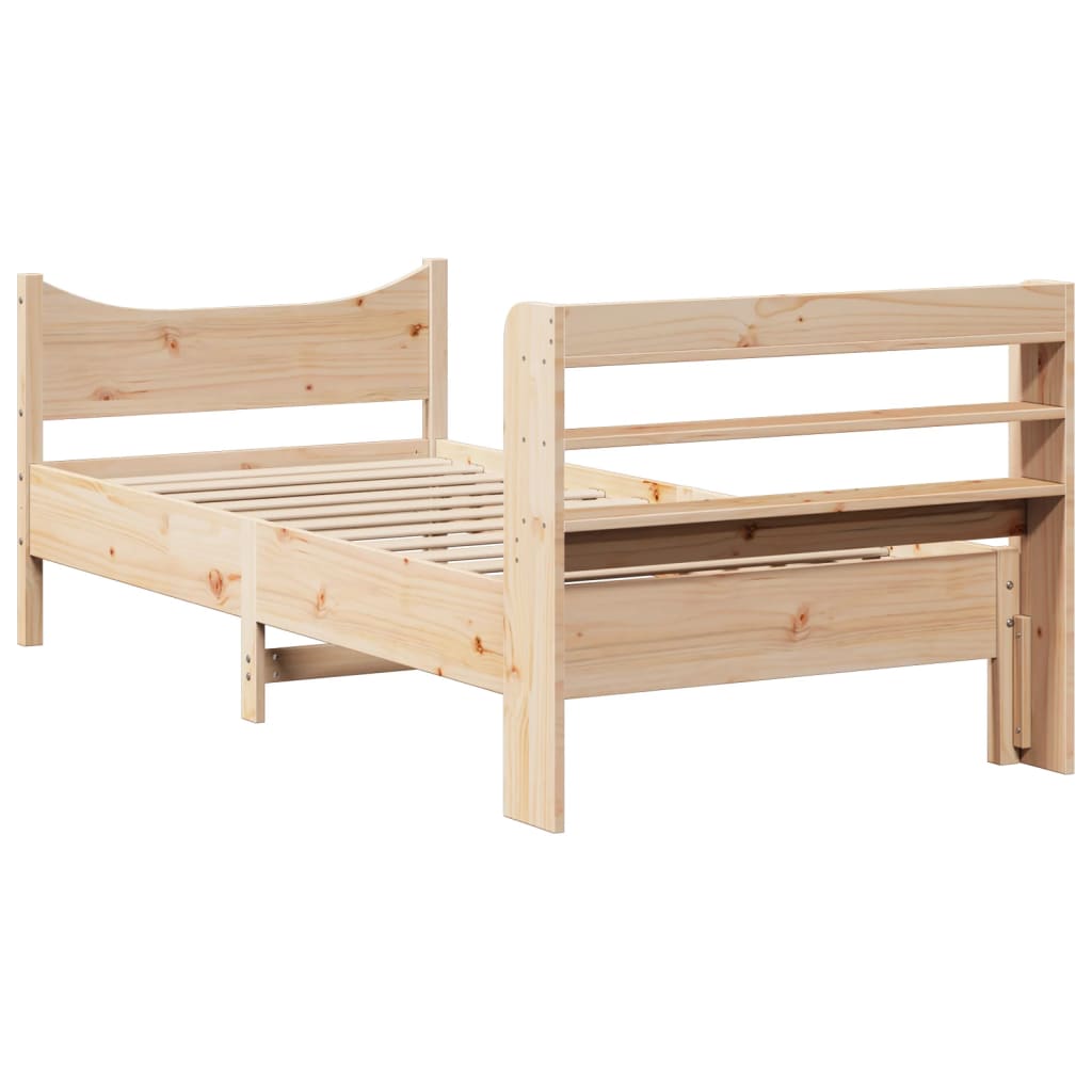 Bedframe met hoofdbord massief grenenhout 90x200 cm