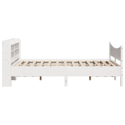 Bedframe met hoofdbord massief grenenhout wit 140x190 cm