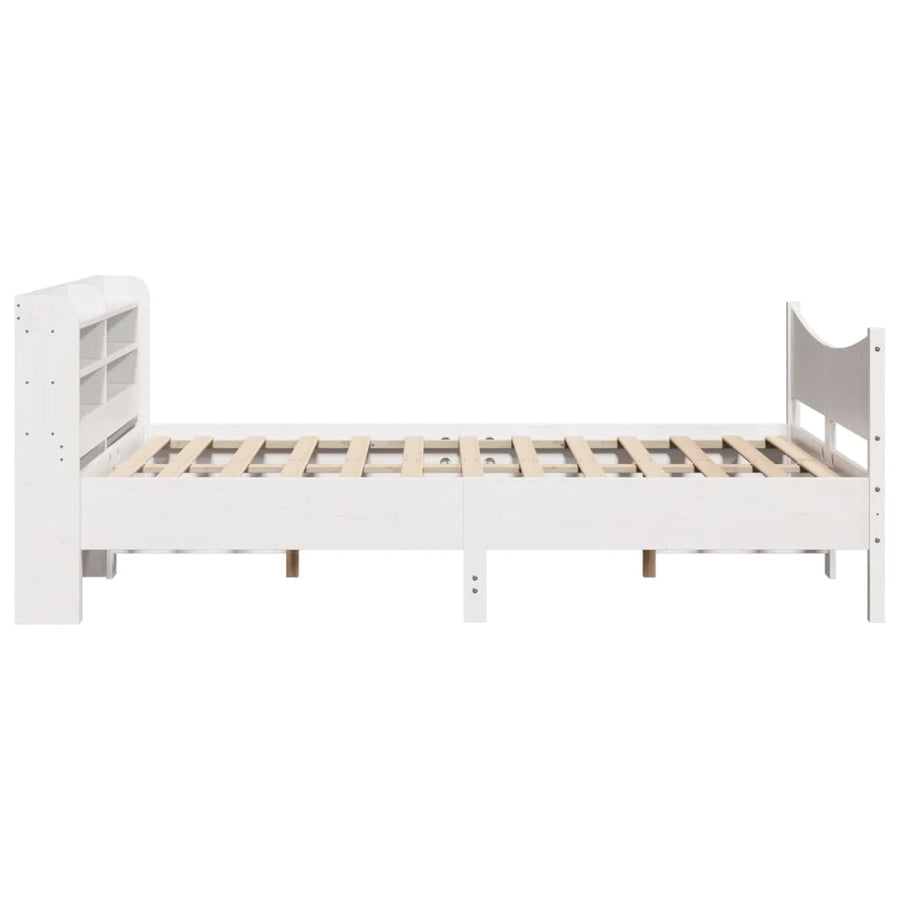 Bedframe met hoofdbord massief grenenhout wit 140x190 cm