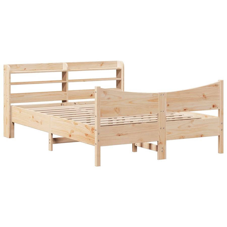 Bedframe met hoofdbord massief grenenhout 135x190 cm