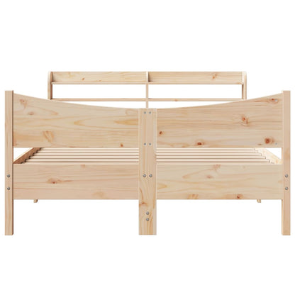 Bedframe met hoofdbord massief grenenhout 135x190 cm