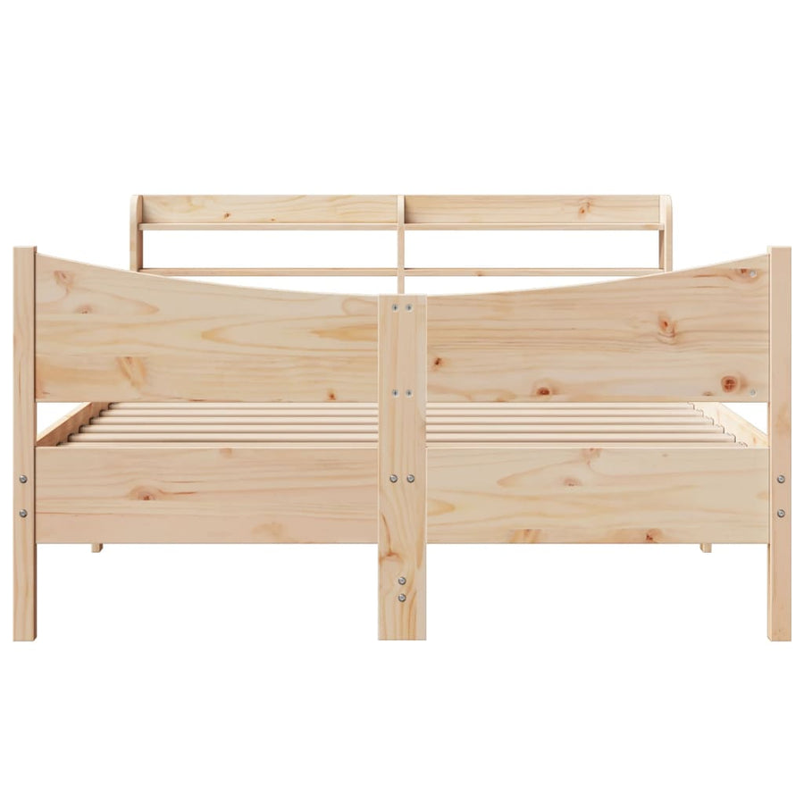 Bedframe met hoofdbord massief grenenhout 135x190 cm
