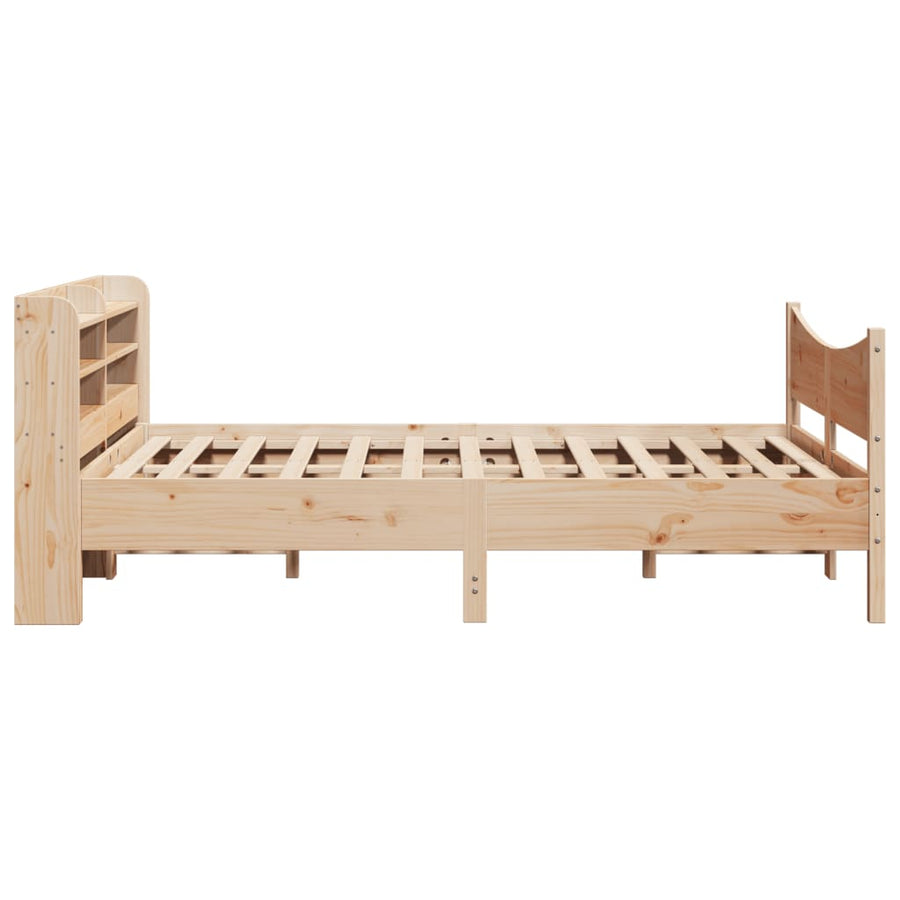 Bedframe met hoofdbord massief grenenhout 135x190 cm