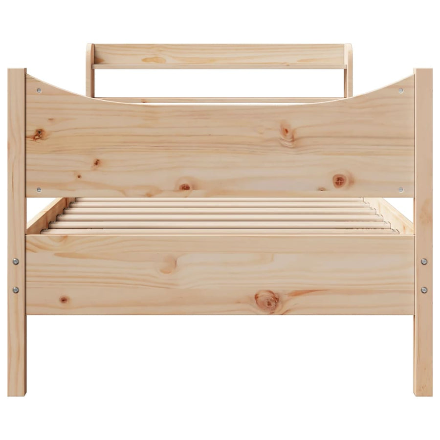 Bedframe met hoofdbord massief grenenhout 75x190 cm