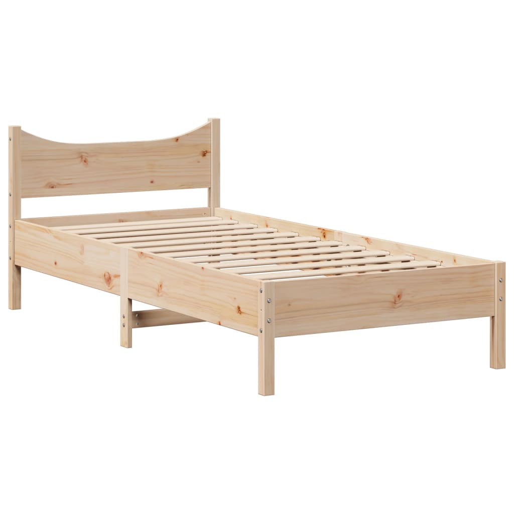 Bedframe met hoofdbord massief grenenhout 75x190 cm