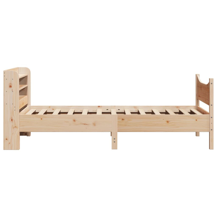 Bedframe met hoofdbord massief grenenhout 75x190 cm