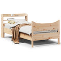Bedframe met hoofdbord massief grenenhout 75x190 cm