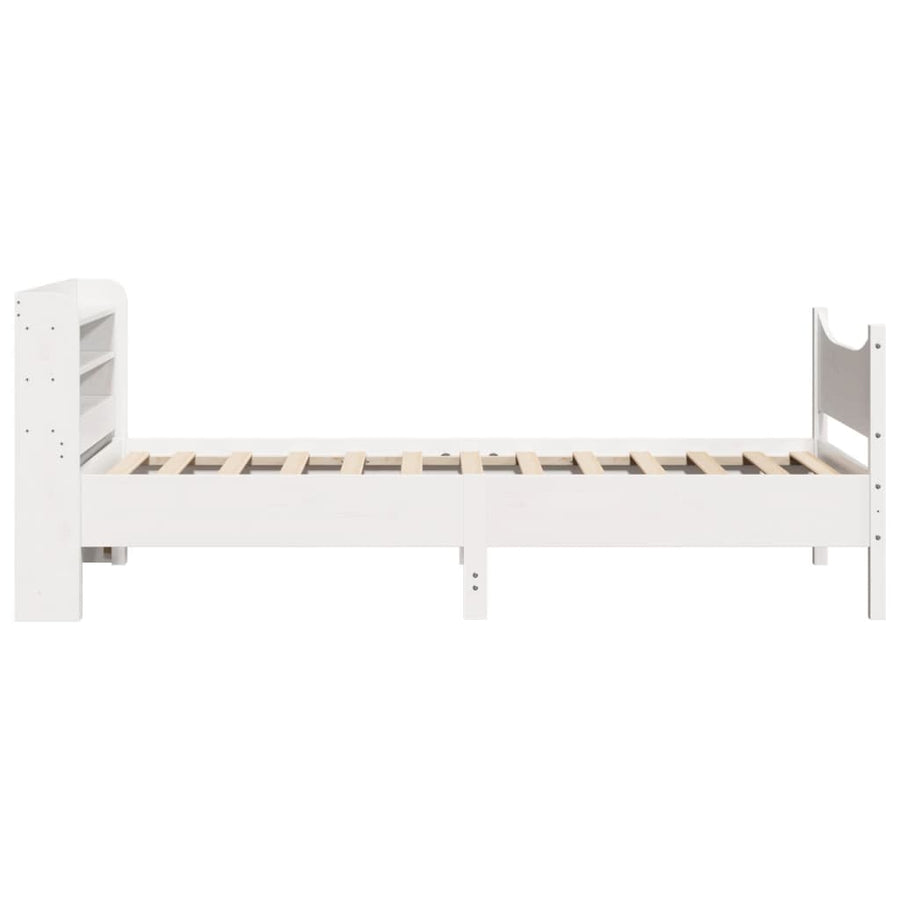 Bedframe met hoofdbord massief grenenhout wit 75x190 cm