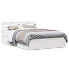 Bedframe met hoofdbord massief grenenhout wit 160x200 cm