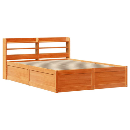 Bedframe met hoofdbord grenenhout wasbruin 140x200 cm