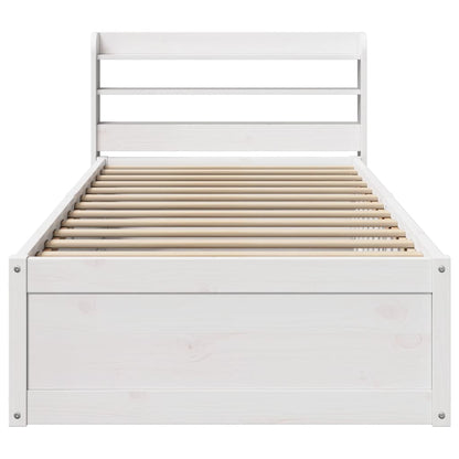 Bedframe met hoofdbord massief grenenhout wit 90x200 cm