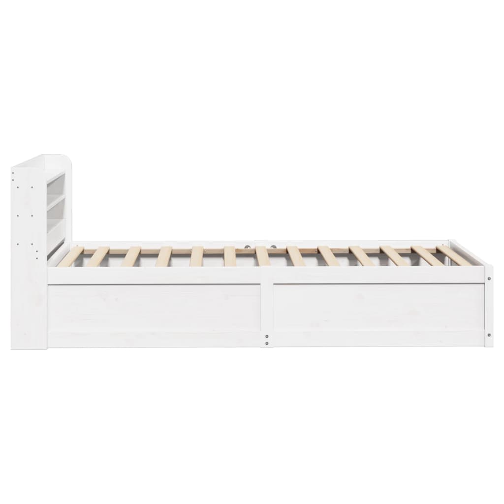 Bedframe met hoofdbord massief grenenhout wit 90x200 cm
