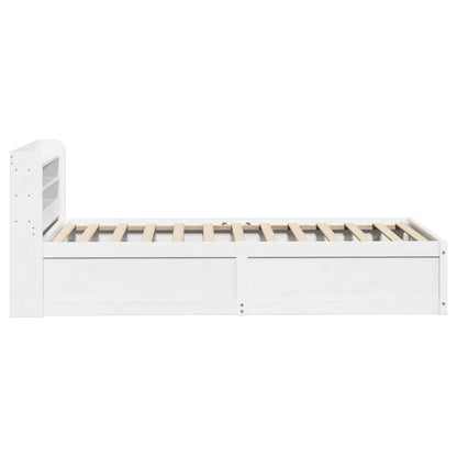 Bedframe met hoofdbord massief grenenhout wit 90x200 cm