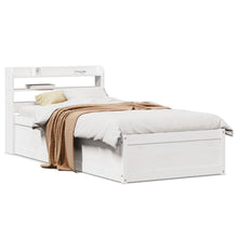 Bedframe met hoofdbord massief grenenhout wit 90x200 cm