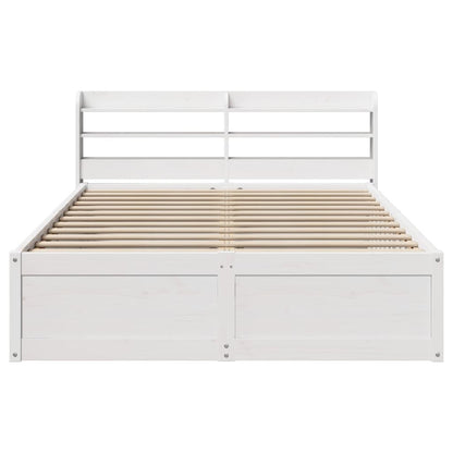 Bedframe met hoofdbord massief grenenhout wit 140x190 cm