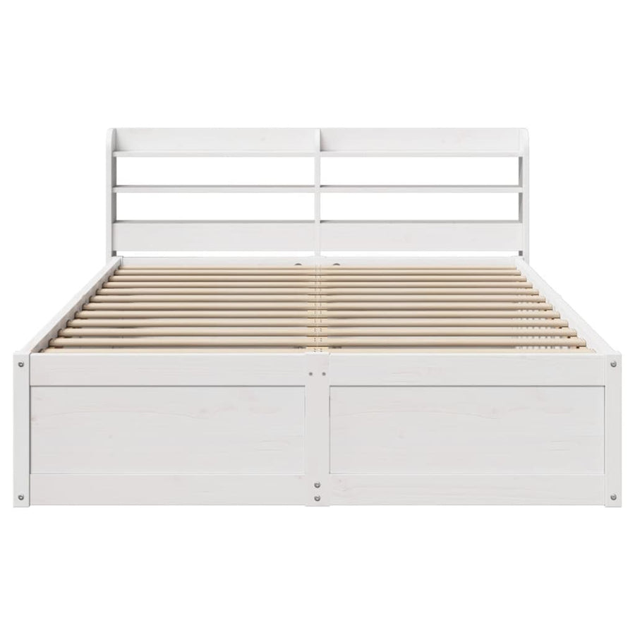 Bedframe met hoofdbord massief grenenhout wit 140x190 cm