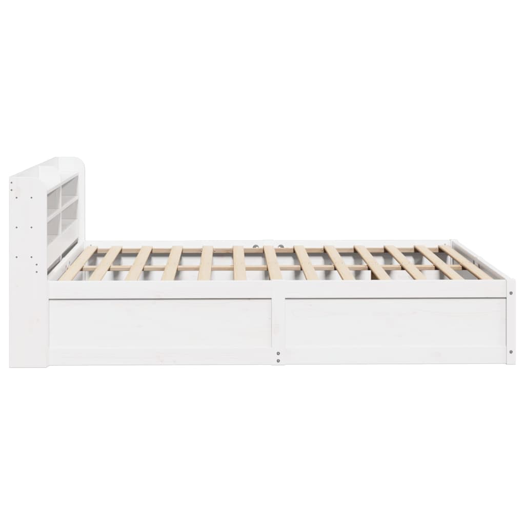 Bedframe met hoofdbord massief grenenhout wit 140x190 cm