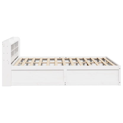 Bedframe met hoofdbord massief grenenhout wit 140x190 cm