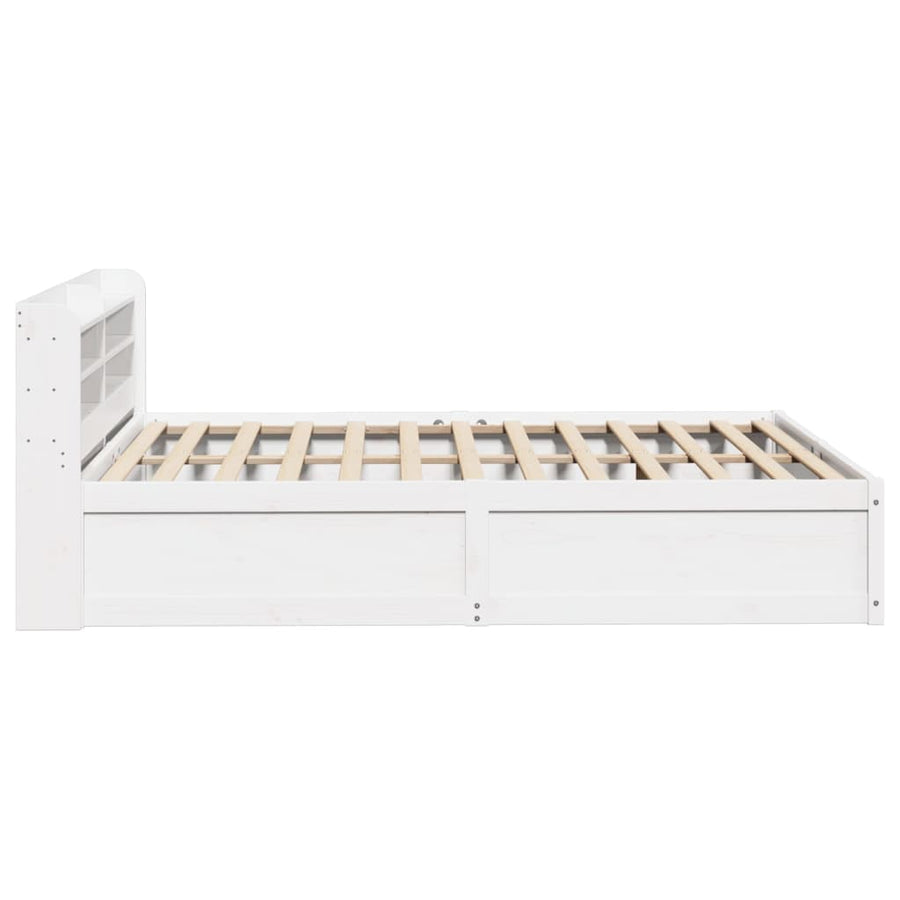 Bedframe met hoofdbord massief grenenhout wit 140x190 cm