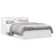 Bed frame with headboard solid pine wood white 140x190 cm
