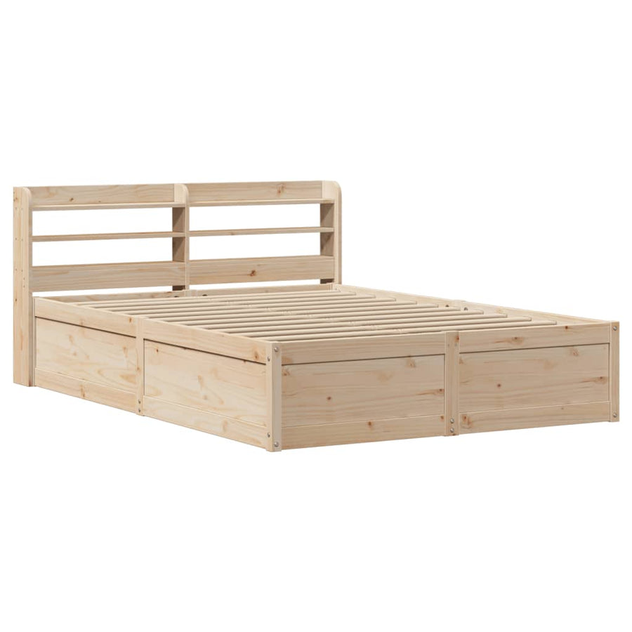 Bedframe met hoofdbord massief grenenhout 135x190 cm