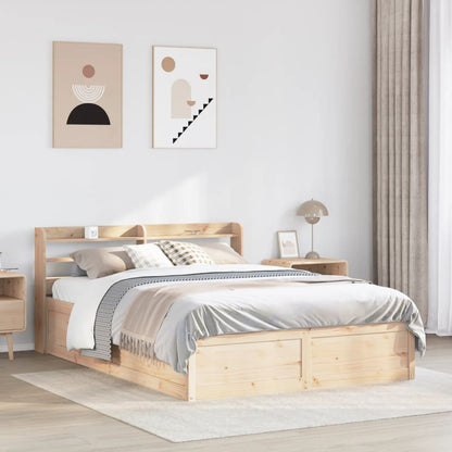 Bedframe met hoofdbord massief grenenhout 135x190 cm