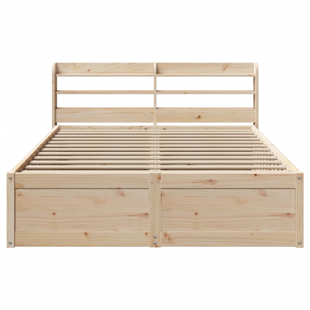 Bedframe met hoofdbord massief grenenhout 135x190 cm