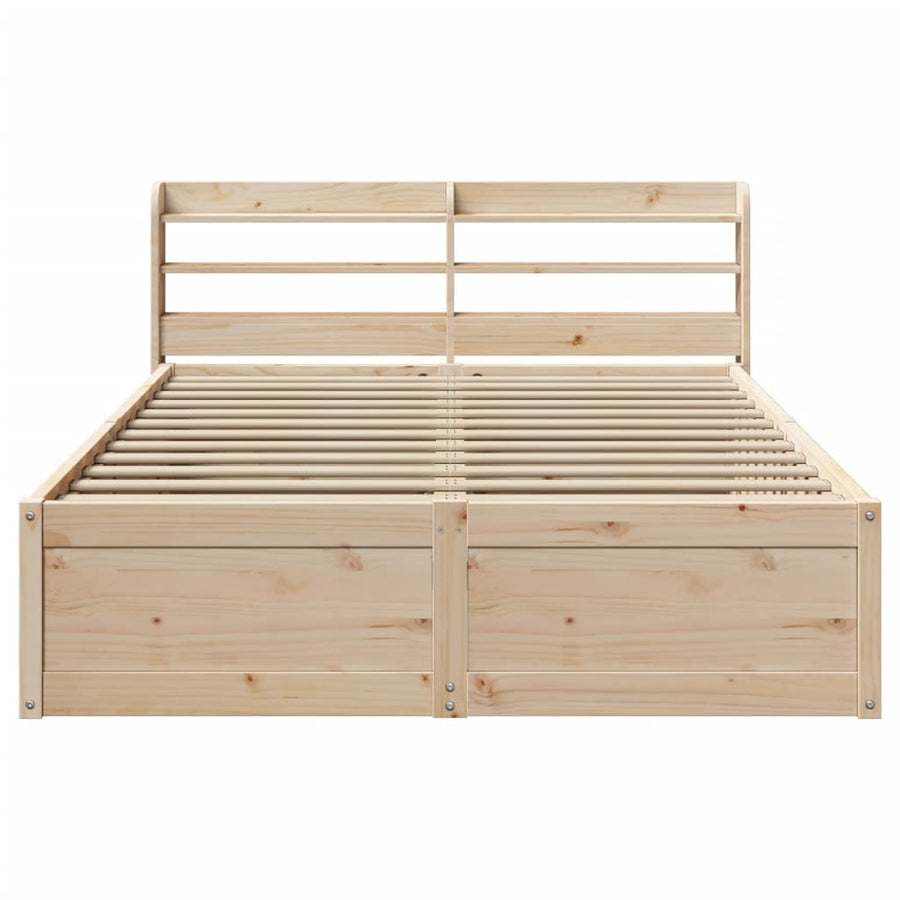 Bedframe met hoofdbord massief grenenhout 135x190 cm
