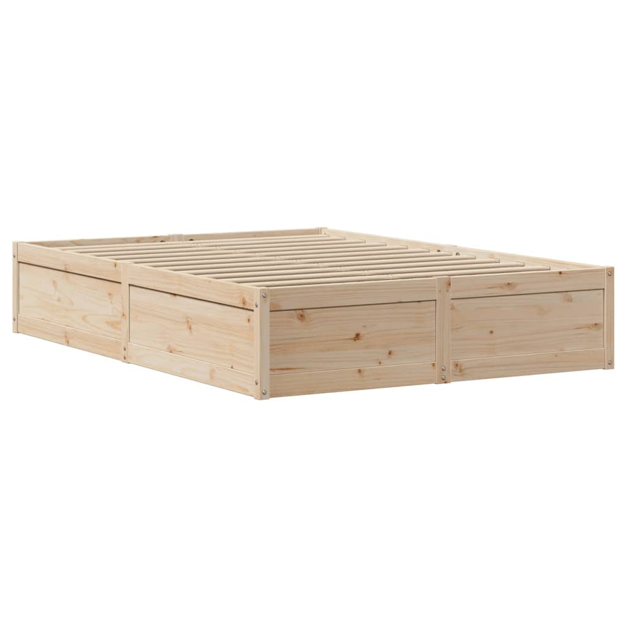 Bedframe met hoofdbord massief grenenhout 135x190 cm