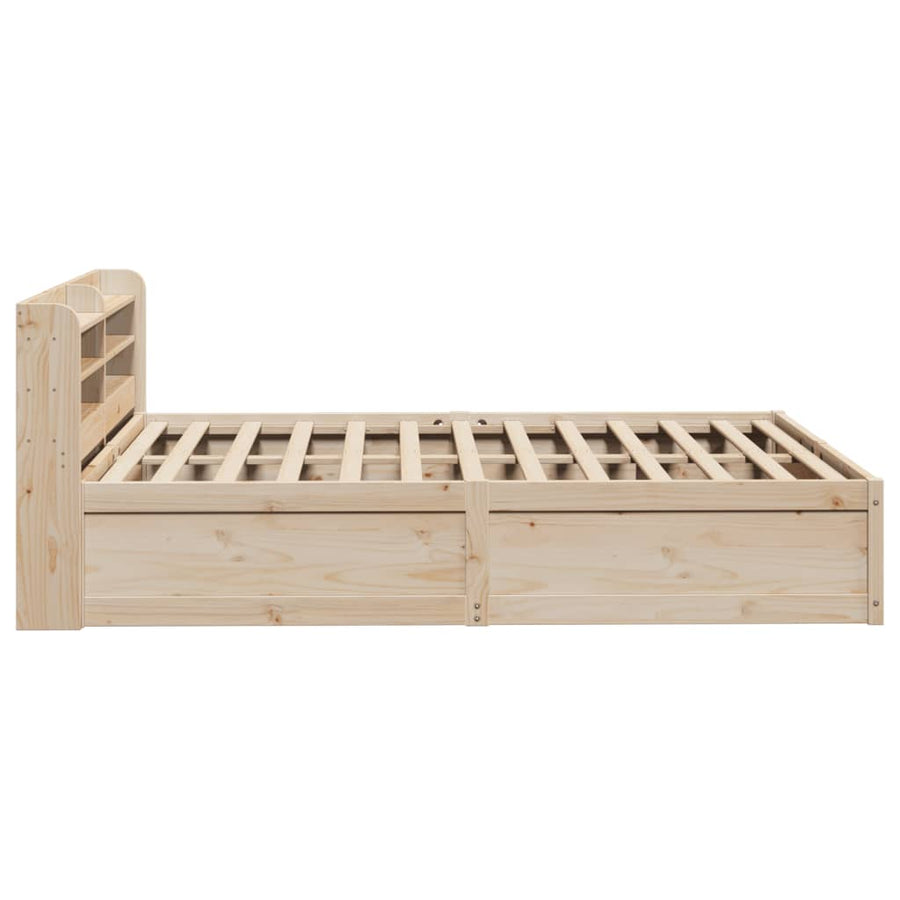 Bedframe met hoofdbord massief grenenhout 135x190 cm