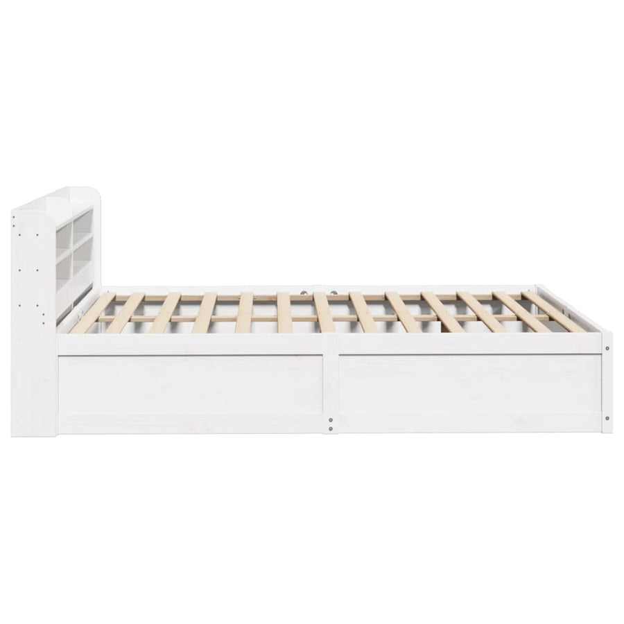 Bedframe met hoofdbord massief grenenhout wit 135x190 cm
