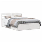 Bed frame with headboard solid pine wood white 135x190 cm