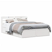 Bed frame with headboard solid pine wood white 135x190 cm