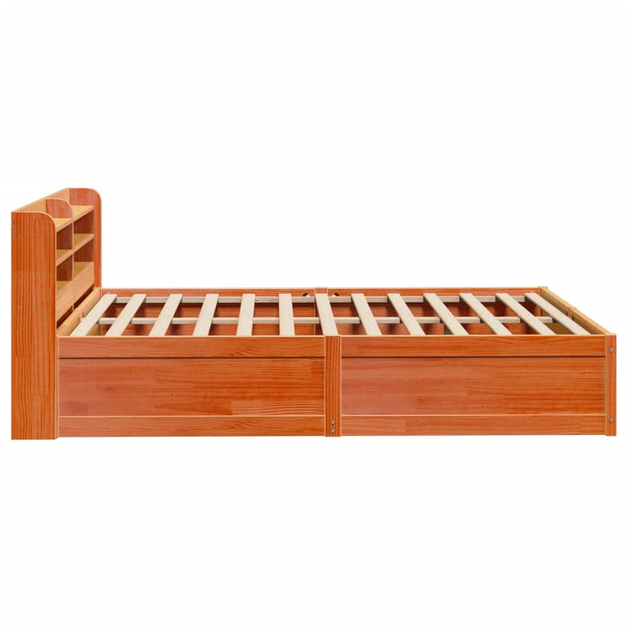 Bedframe met hoofdbord massief grenenhout wasbruin 120x190 cm