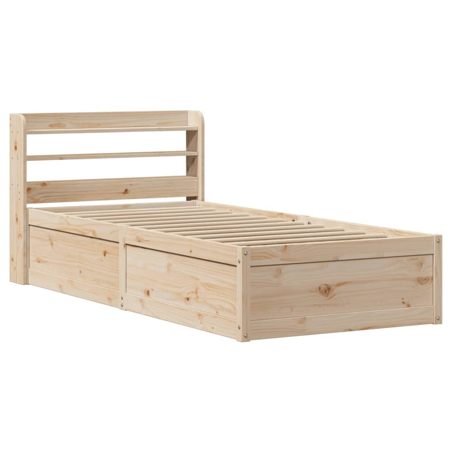 Bedframe met hoofdbord massief grenenhout 90x190 cm