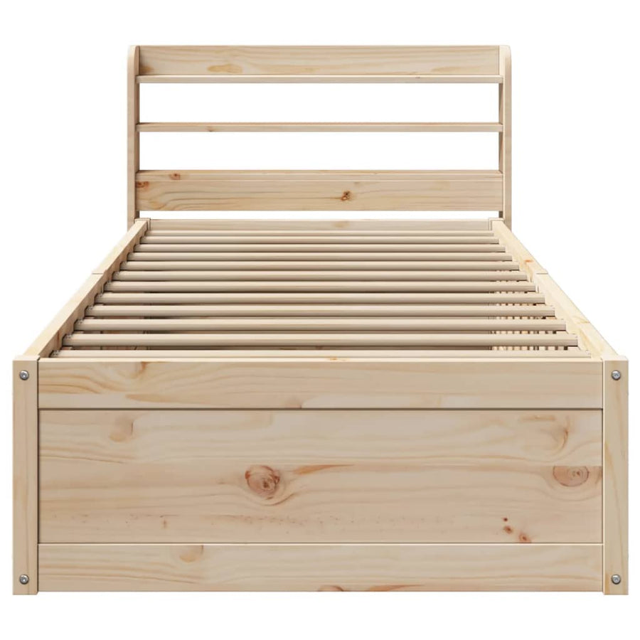 Bedframe met hoofdbord massief grenenhout 90x190 cm