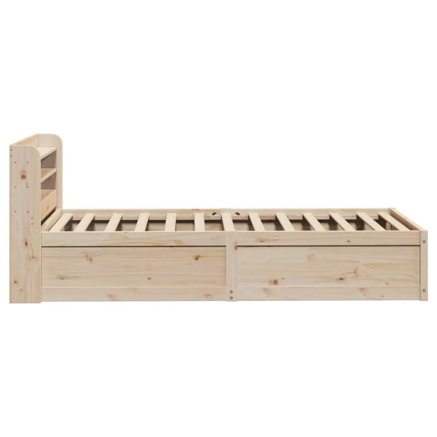 Bedframe met hoofdbord massief grenenhout 90x190 cm