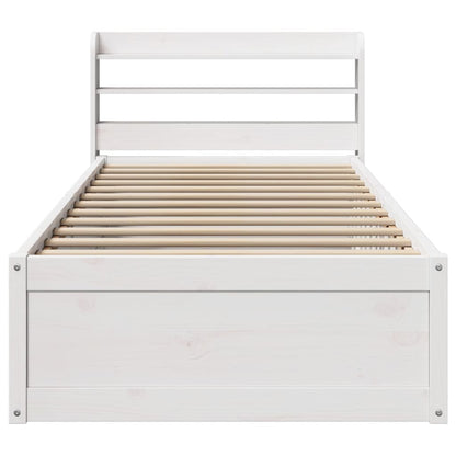 Bedframe met hoofdbord massief grenenhout wit 90x190 cm