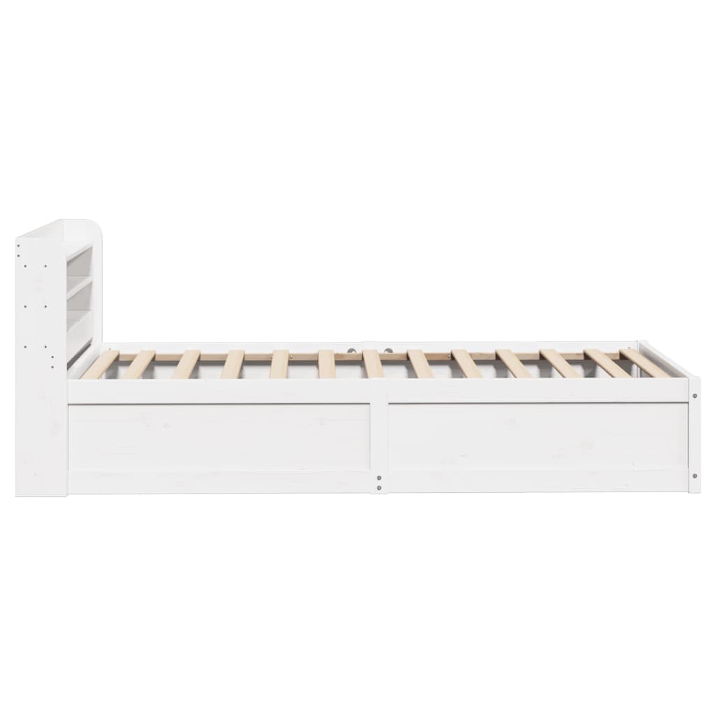 Bedframe met hoofdbord massief grenenhout wit 90x190 cm