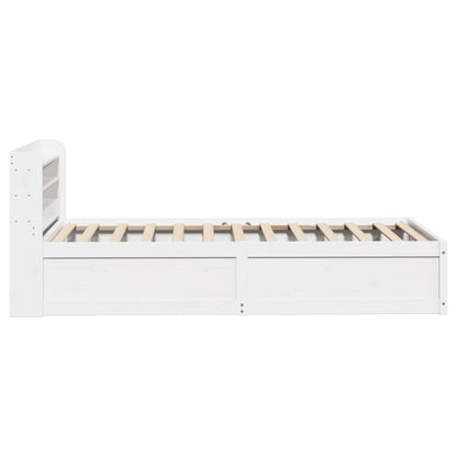 Bedframe met hoofdbord massief grenenhout wit 90x190 cm