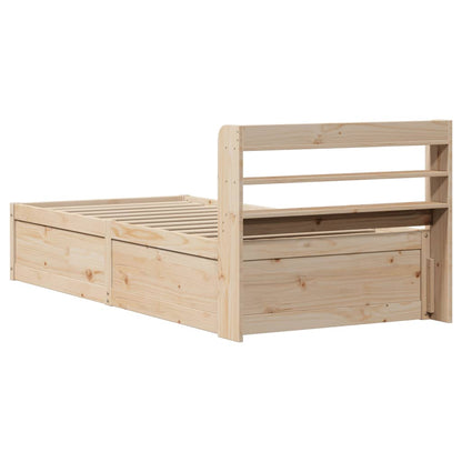 Bedframe met hoofdbord massief grenenhout 75x190 cm