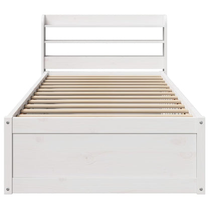Bedframe met hoofdbord massief grenenhout wit 75x190 cm