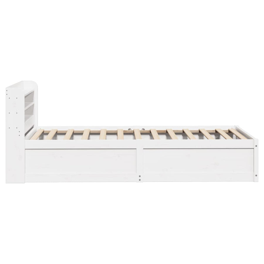 Bedframe met hoofdbord massief grenenhout wit 75x190 cm