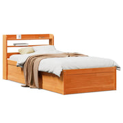 Bedframe massief grenenhout wasbruin 75x190 cm