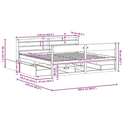 Bedframe zonder matras massief grenenhout 200x200 cm